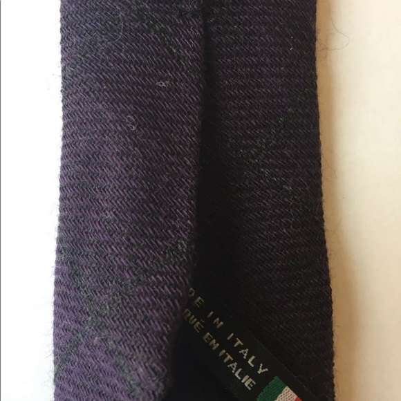 New Le Chateau Montreal Men Thin Neck Tie Purple Argyle Italy 100% Wool - Picture 8 of 8